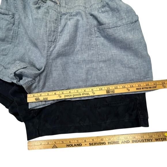 2 Pair Athleta 4" Shorts Womens 20 Cabo Linen Blue & Camo Farallon Short Black - Picture 16 of 16